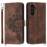 Til Samsung Galaxy A15 4G etui med "skin-touch" læderoverflade og håndrem + skulderrem