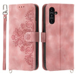 Til Samsung Galaxy A15 4G etui med "skin-touch" læderoverflade og håndrem + skulderrem