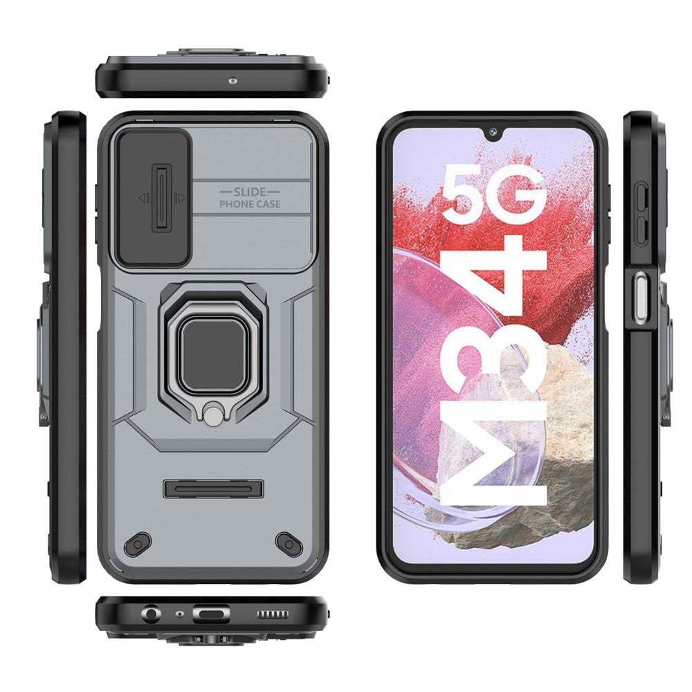 Til Samsung Galaxy M34 5G / F34 5G cover Skydbart linsebeskyttelse PC+TPU Telefonbeskyttelsescover