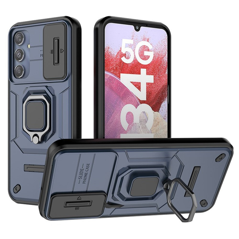 Til Samsung Galaxy M34 5G / F34 5G cover Skydbart linsebeskyttelse PC+TPU Telefonbeskyttelsescover
