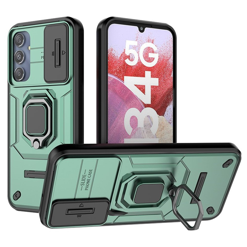 Til Samsung Galaxy M34 5G / F34 5G cover Skydbart linsebeskyttelse PC+TPU Telefonbeskyttelsescover