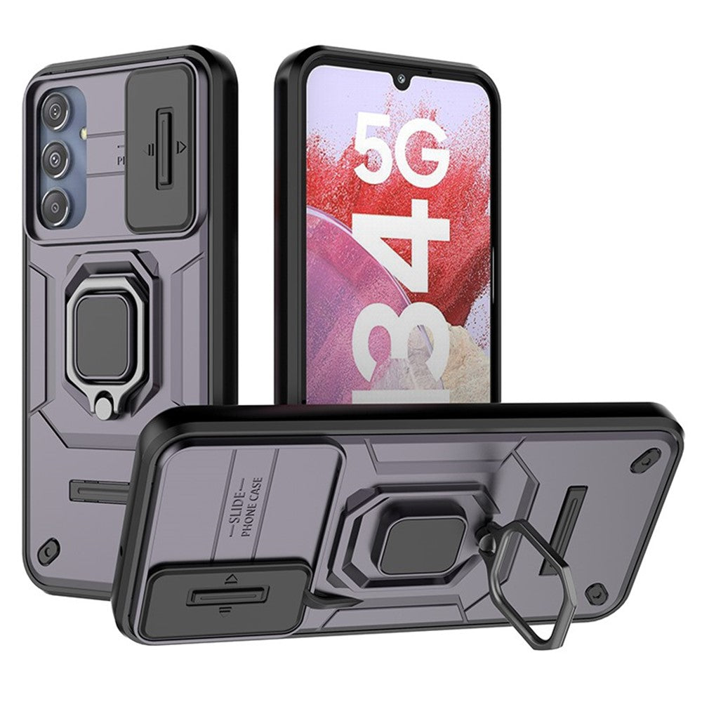Til Samsung Galaxy M34 5G / F34 5G cover Skydbart linsebeskyttelse PC+TPU Telefonbeskyttelsescover