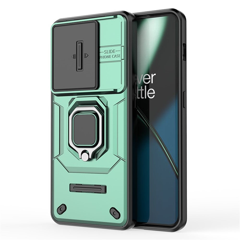 For OnePlus 11 5G Case Slide Lens Shield Ring Kickstand PC+TPU Phone Cover