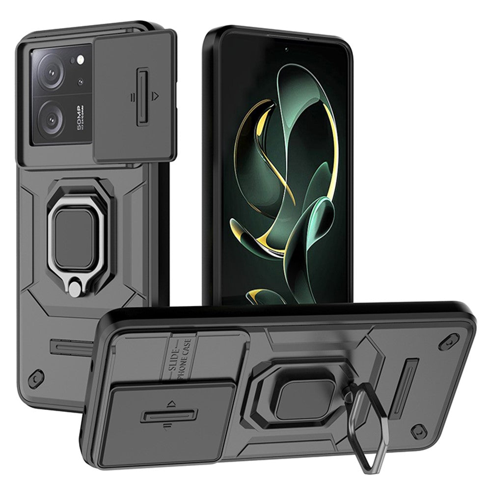 Xiaomi Redmi K60 Ultra / 13T / 13T Pro Bakstycke Skjutbart Linslock PC+TPU Stativ mobilskal