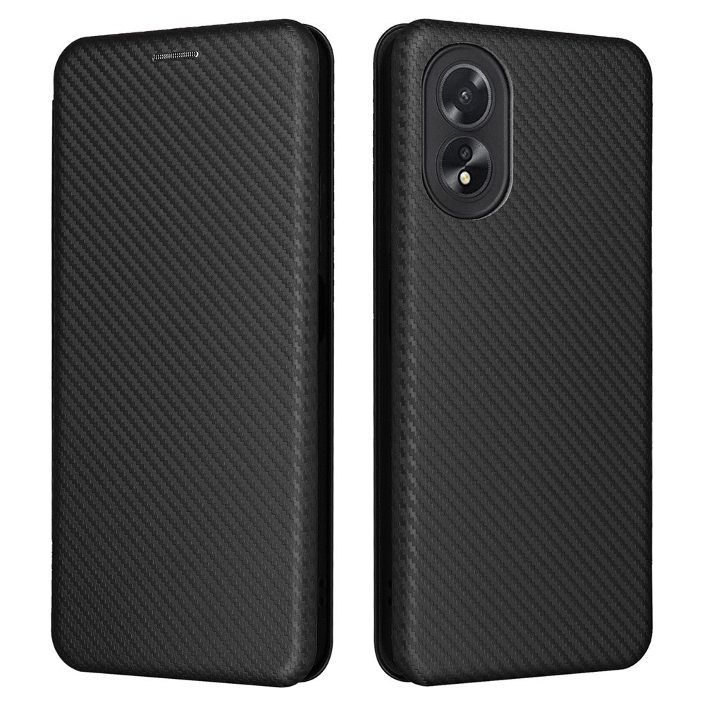 For Oppo A38 4G Case Leather Stand Card Slot Phone Shell with Carbon Fiber Texture