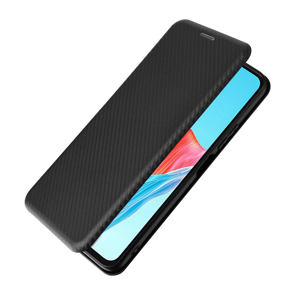 For Oppo A38 4G Case Leather Stand Card Slot Phone Shell with Carbon Fiber Texture