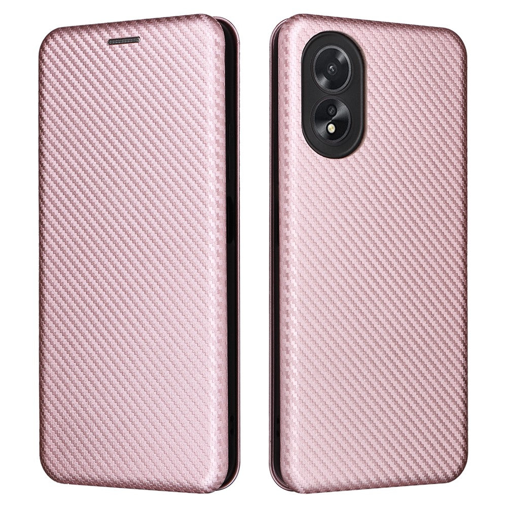 For Oppo A38 4G Case Leather Stand Card Slot Phone Shell with Carbon Fiber Texture