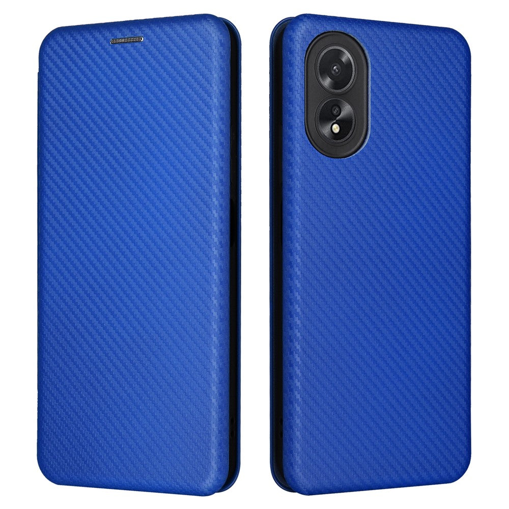 For Oppo A38 4G Case Leather Stand Card Slot Phone Shell with Carbon Fiber Texture