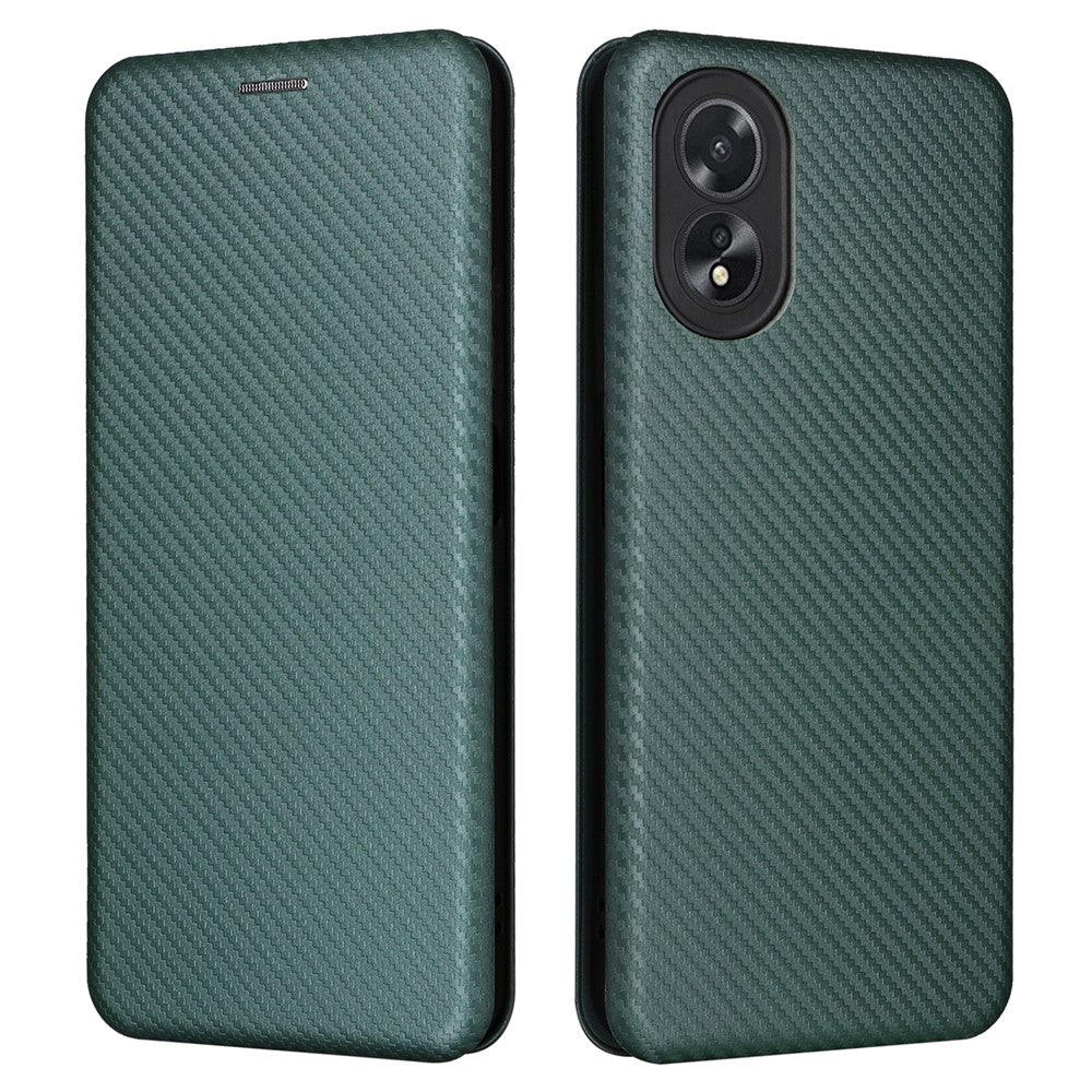 For Oppo A38 4G Case Leather Stand Card Slot Phone Shell with Carbon Fiber Texture