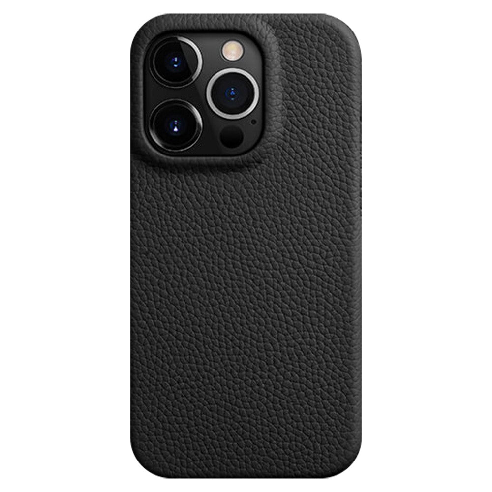 MELKCO til iPhone 15 Pro Cover Ridsefast Ægte Koskind+PC Magnetisk Telefoncover