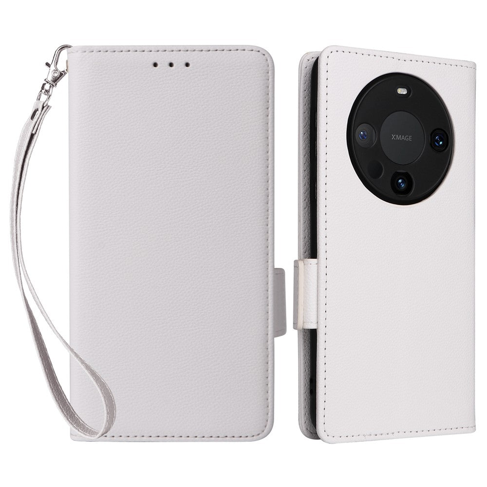 For Huawei Mate 60 Cover Litchi Texture Wallet Stand Leather Phone Case with Strap