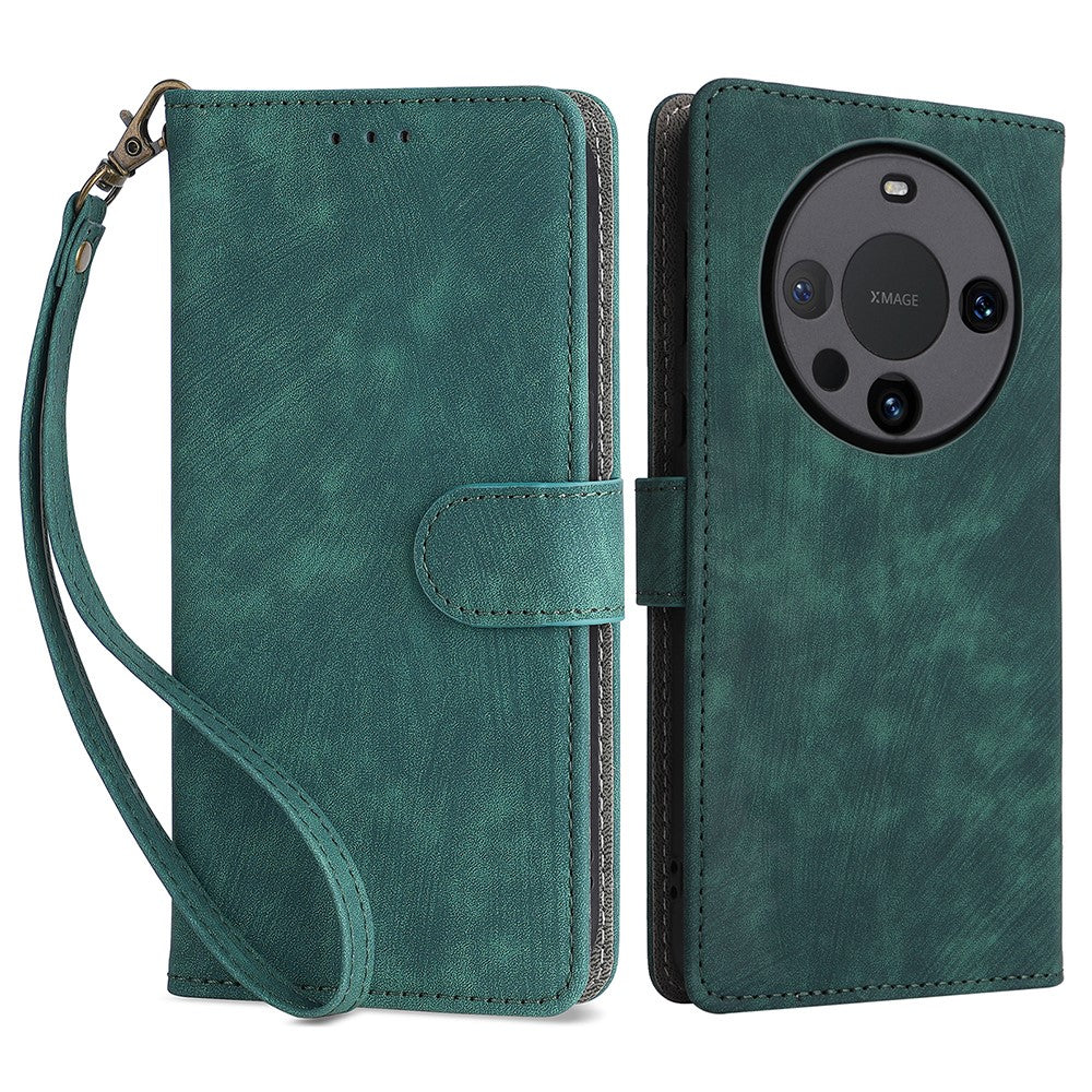 For Huawei Mate 60 Case RFID Blocking Wallet PU Leather Stand Phone Cover with Strap