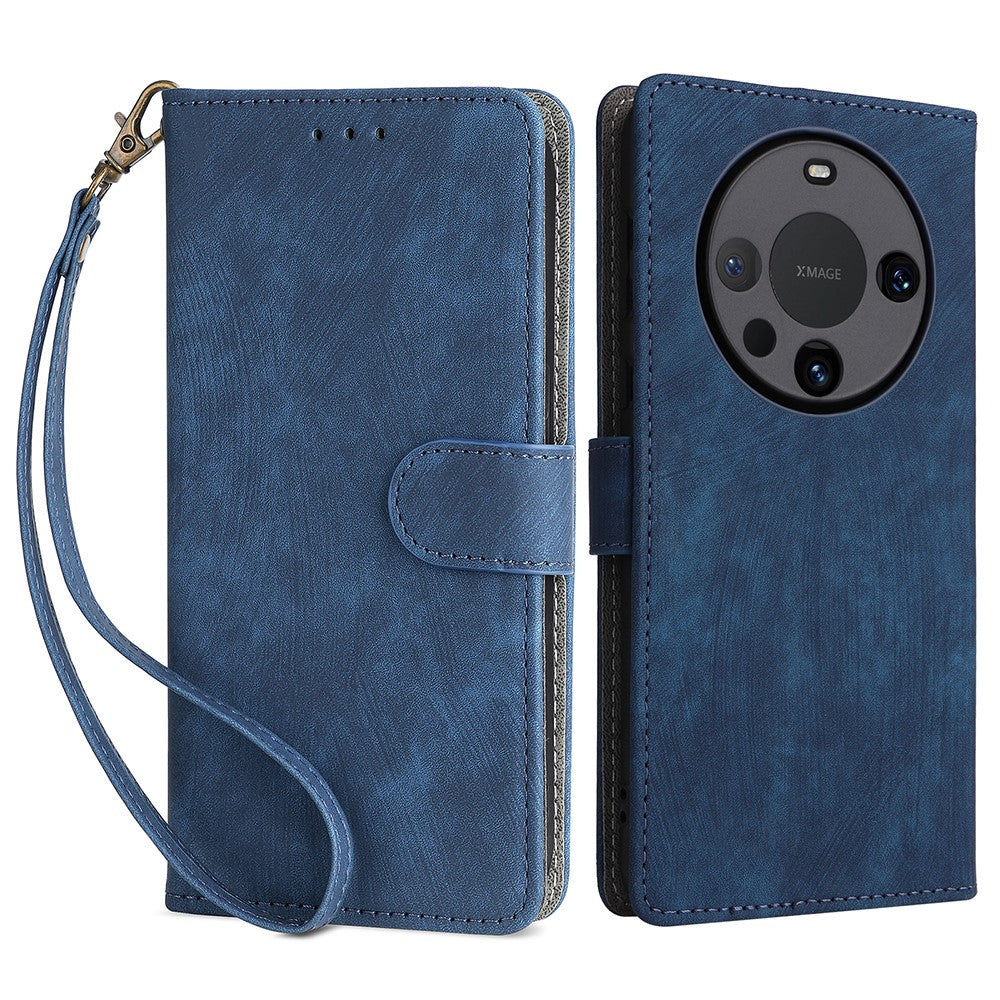For Huawei Mate 60 Case RFID Blocking Wallet PU Leather Stand Phone Cover with Strap