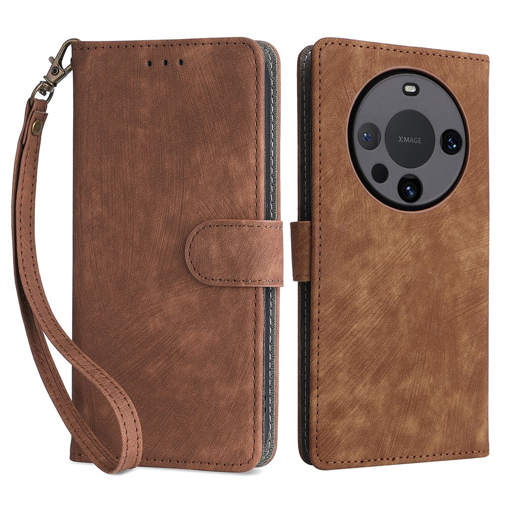 For Huawei Mate 60 Case RFID Blocking Wallet PU Leather Stand Phone Cover with Strap