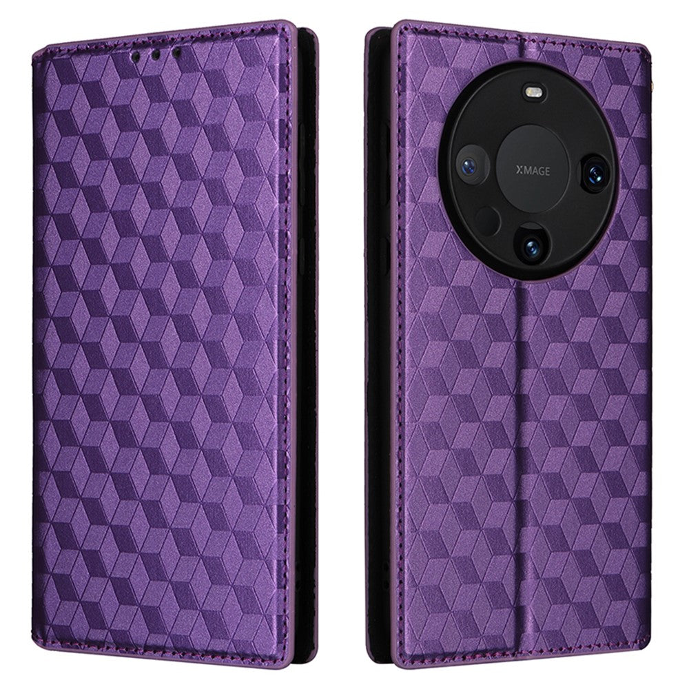 For Huawei Mate 60 Pro / Pro+ Cover Rhombus Imprinted Wallet PU Leather Phone Case