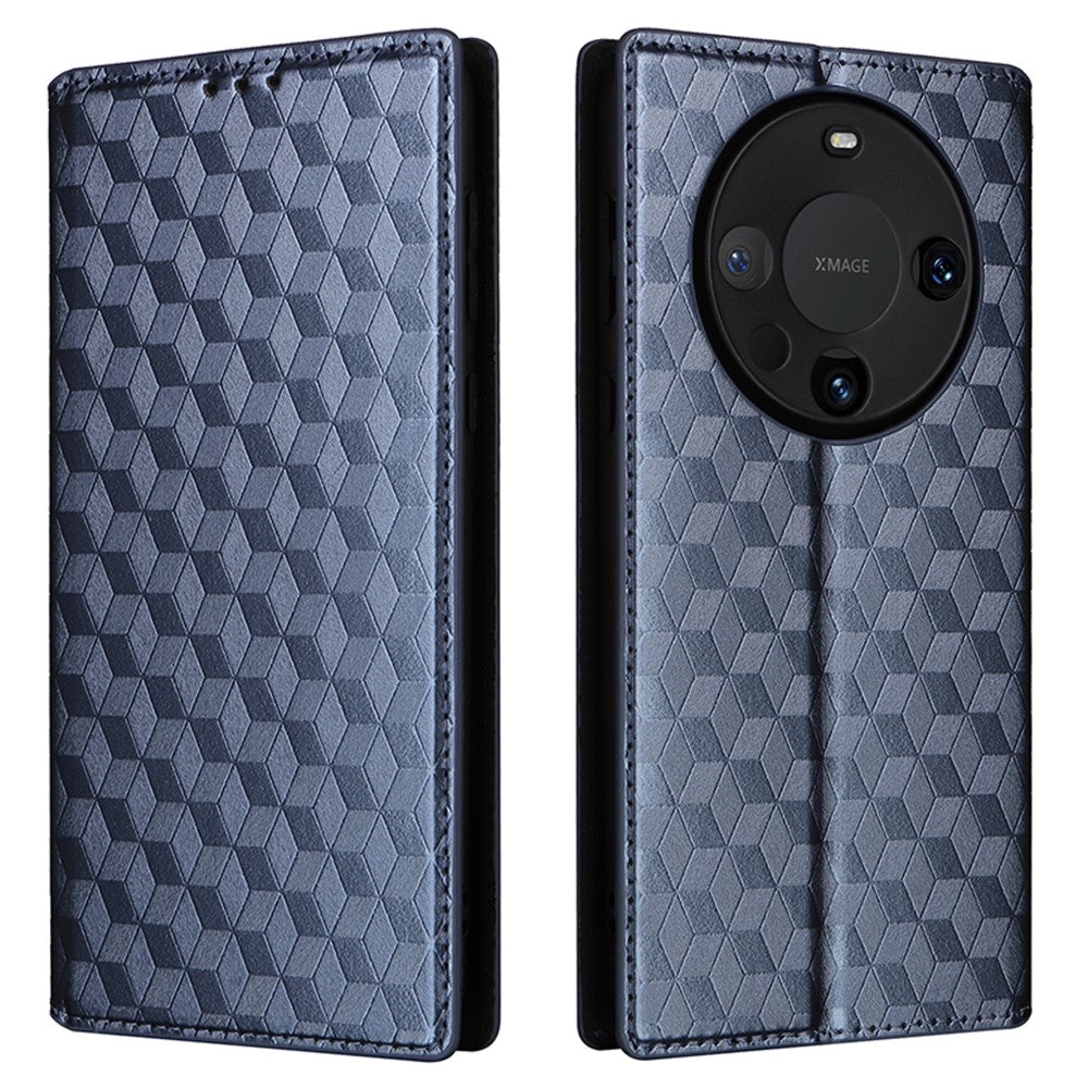 For Huawei Mate 60 Case Rhombus Imprinted PU Leather Wallet Phone Stand Cover