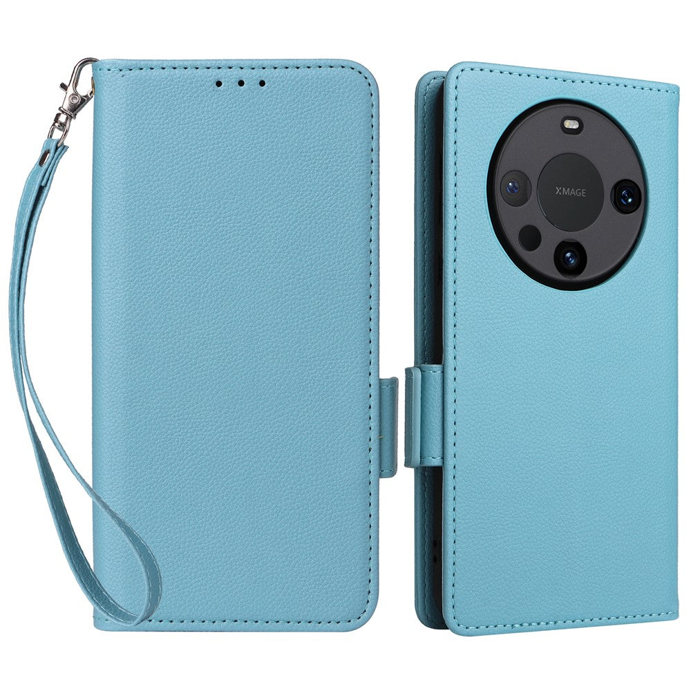 For Huawei Mate 60 Pro / Mate 60 Pro+ Case Leather Wallet Litchi Texture Phone Cover with Strap