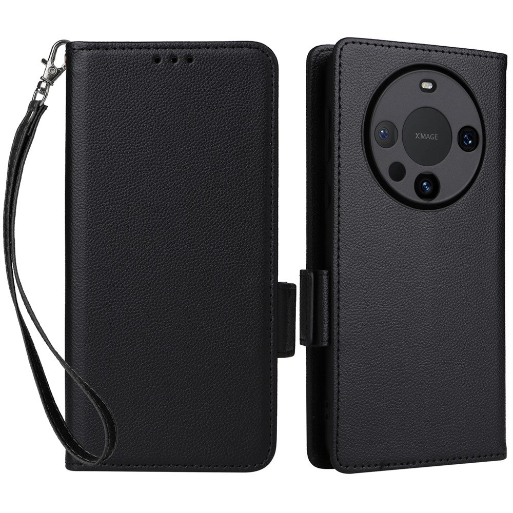 For Huawei Mate 60 Pro / Mate 60 Pro+ Case Leather Wallet Litchi Texture Phone Cover with Strap