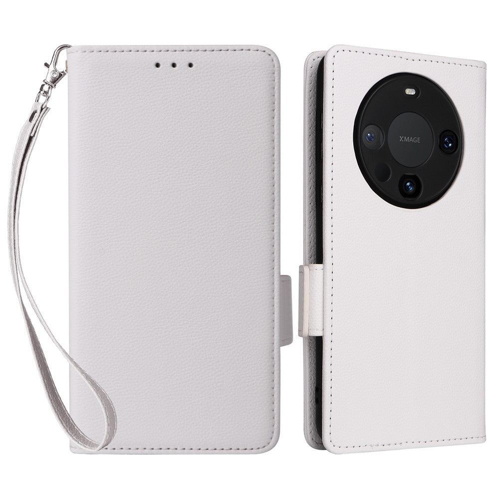 For Huawei Mate 60 Pro / Mate 60 Pro+ Case Leather Wallet Litchi Texture Phone Cover with Strap