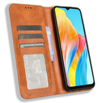 For Oppo A18 4G / A38 4G Case Retro Leather Wallet Folding Stand Cell Phone Cover
