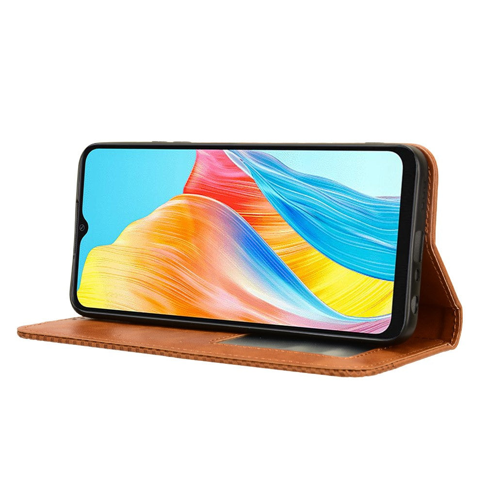 For Oppo A18 4G / A38 4G Case Retro Leather Wallet Folding Stand Cell Phone Cover