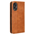 For Oppo A18 4G / A38 4G Case Retro Leather Wallet Folding Stand Cell Phone Cover