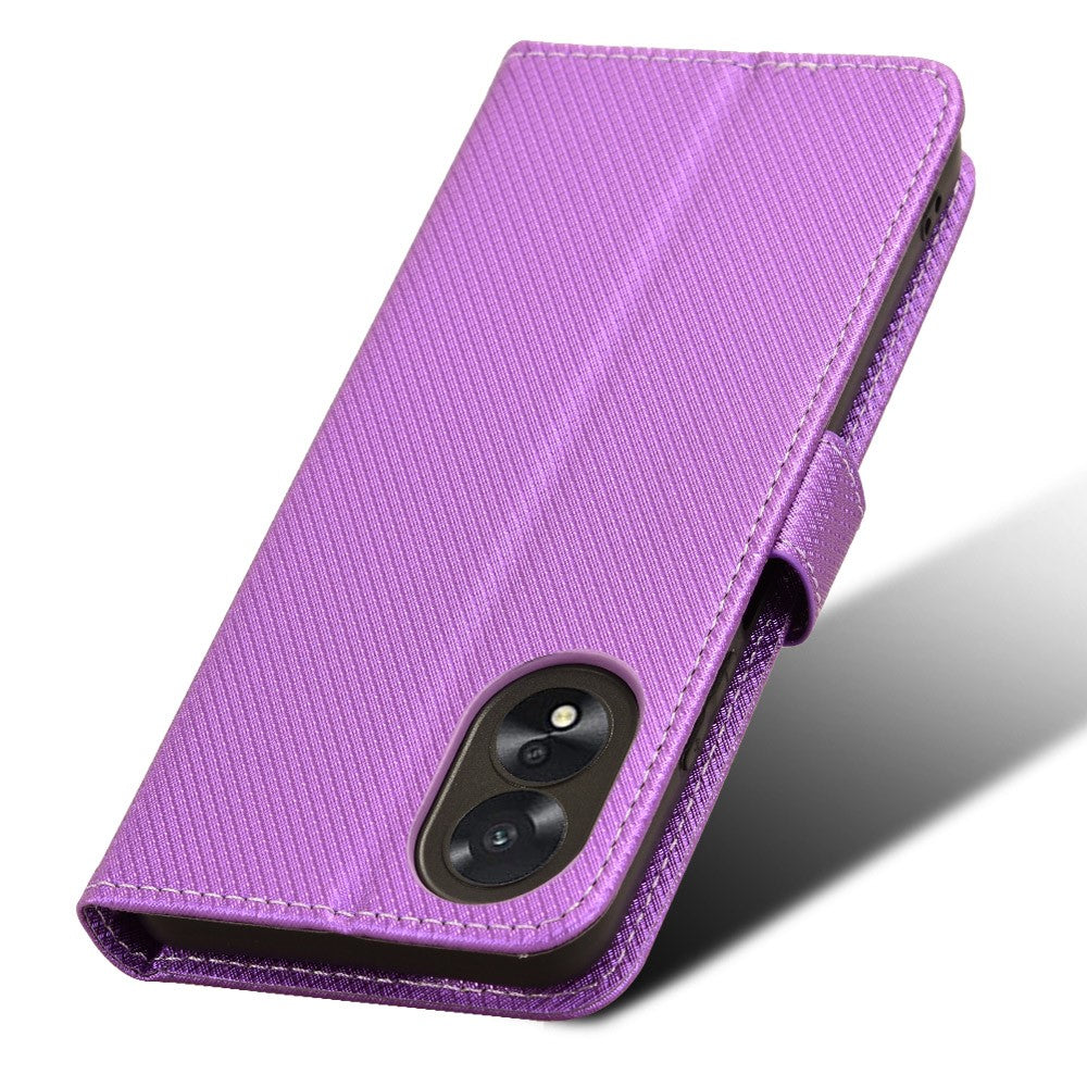 For Oppo A18 4G / A38 4G Leather Phone Case Stand Diamond Texture Protective Phone Cover