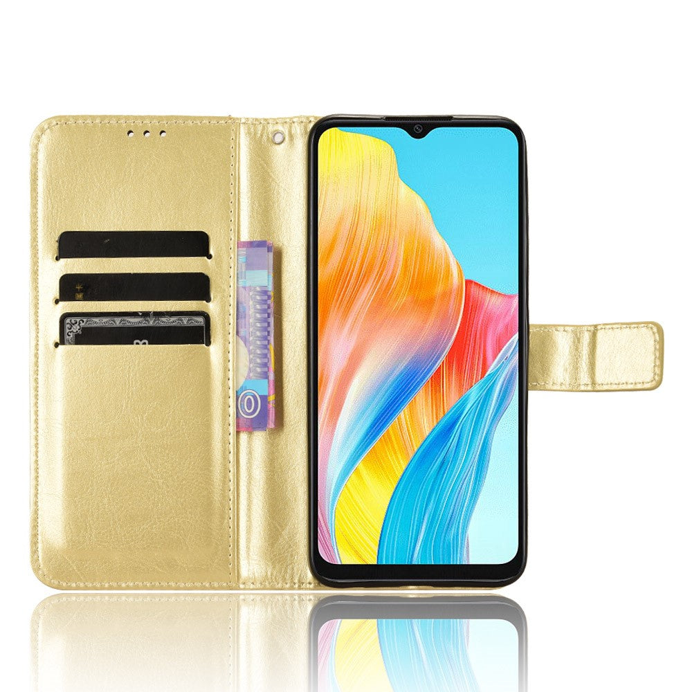 For Oppo A38 4G / A18 4G Case Crazy Horse Texture Leather Wallet Phone Cover