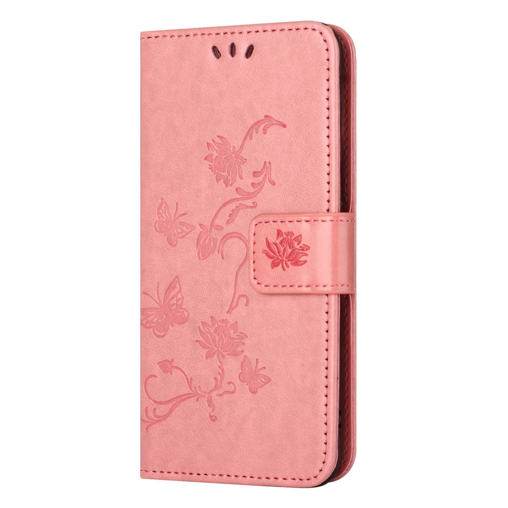 Til Samsung Galaxy A05s 4G Cover, Sommerfugl Blomst Præget Anti-fald Læder Telefon Cover