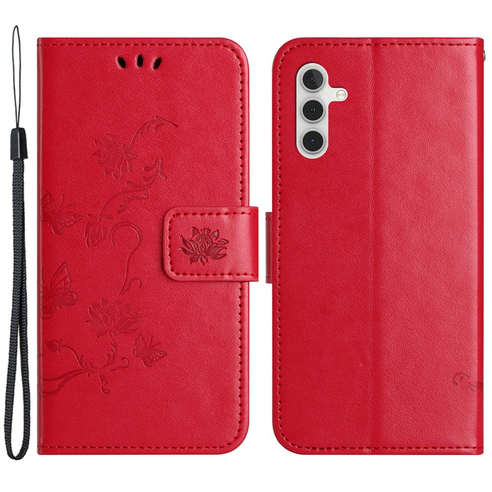 Til Samsung Galaxy A05s 4G Cover, Sommerfugl Blomst Præget Anti-fald Læder Telefon Cover
