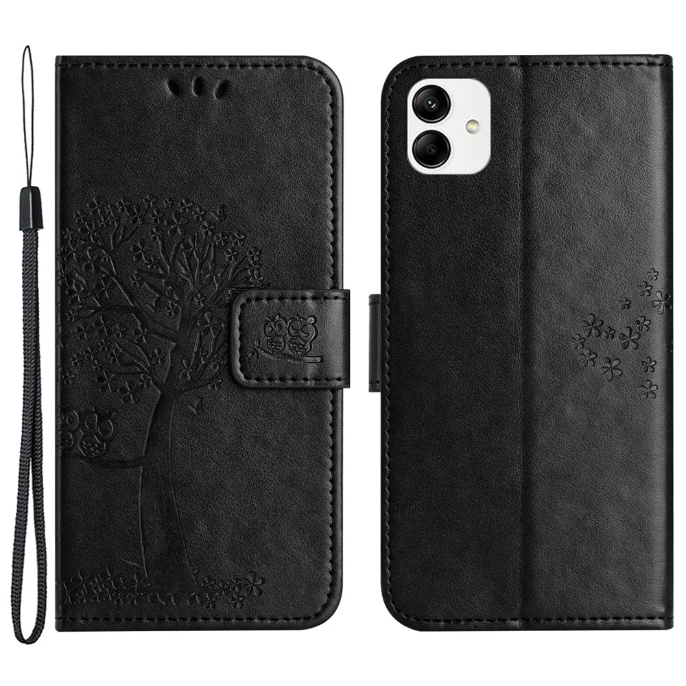 For Samsung Galaxy A05 4G Case Owl Tree Imprinted Leather Phone Cover with Wallet