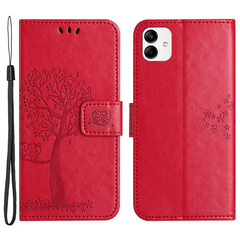 For Samsung Galaxy A05 4G Case Owl Tree Imprinted Leather Phone Cover with Wallet