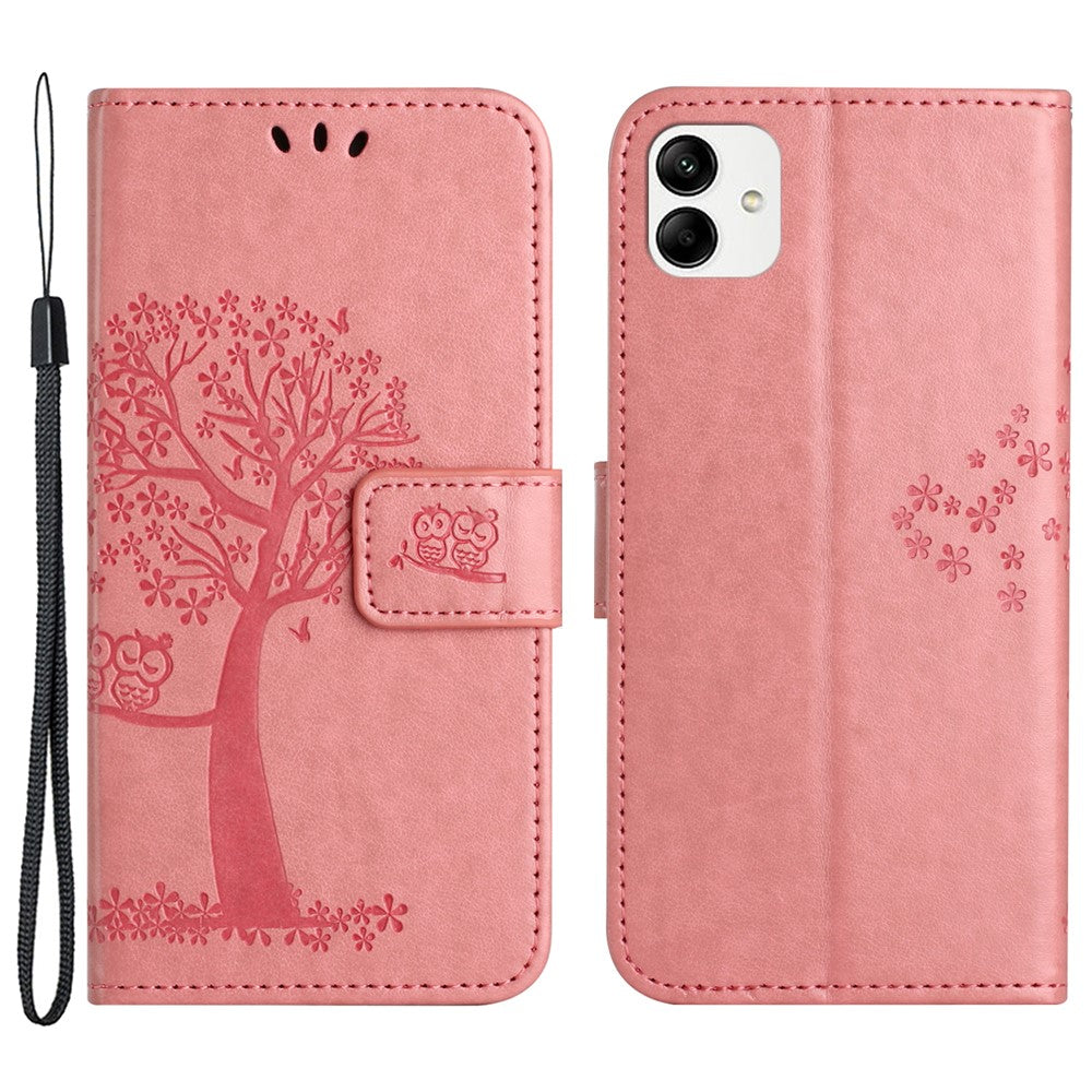 For Samsung Galaxy A05 4G Case Owl Tree Imprinted Leather Phone Cover with Wallet