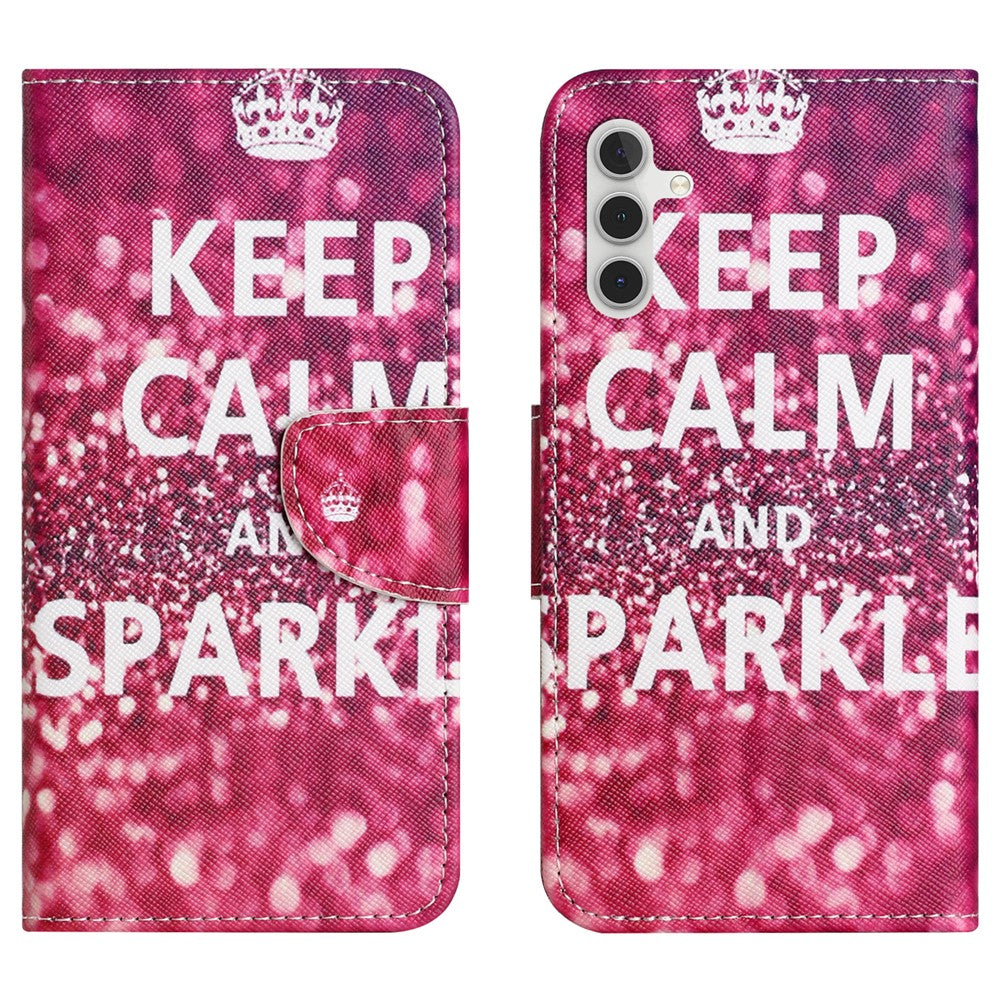 Til Samsung Galaxy A15 5G Cover Mønsterprint PU Læder Flipcover med Pung