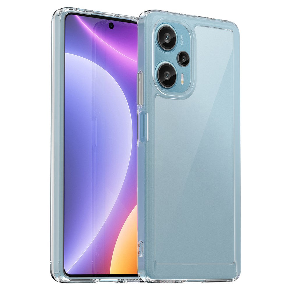 For Xiaomi Redmi Note 12 Turbo / Poco F5 5G Clear Phone Case with Electroplating Buttons (Big Rear Lens Hole)