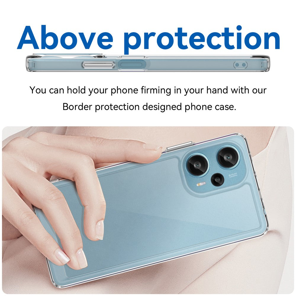 For Xiaomi Redmi Note 12 Turbo / Poco F5 5G Clear Phone Case with Electroplating Buttons (Big Rear Lens Hole)