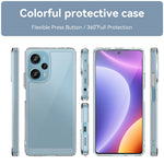For Xiaomi Redmi Note 12 Turbo / Poco F5 5G Clear Phone Case with Electroplating Buttons (Big Rear Lens Hole)