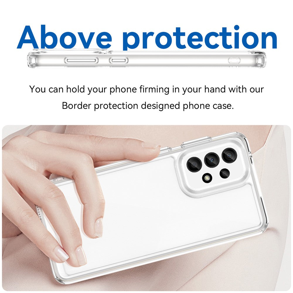 mobilskal till Samsung Galaxy A33 5G genomskinligt skal med galvaniserade knappar (stort bakre linshål)