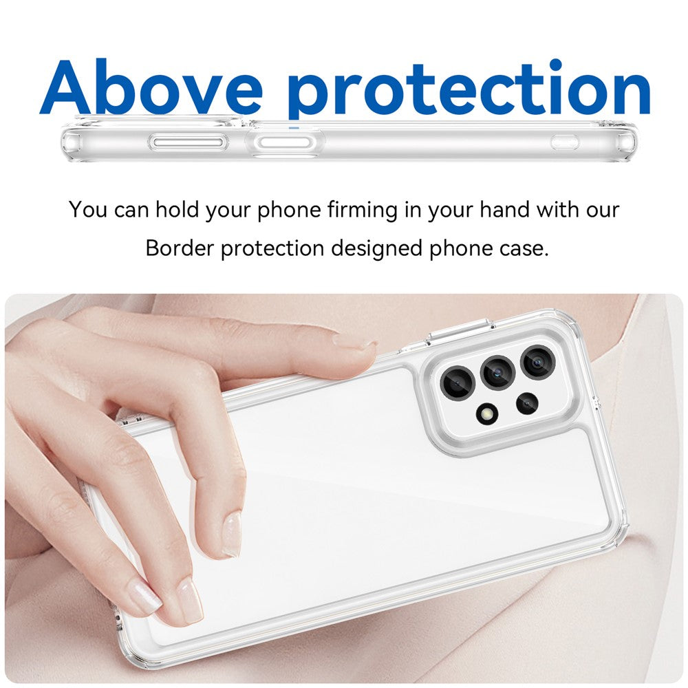 Til Samsung Galaxy A23 4G / A23 5G (Global Version) cover Ridsefast Gennemsigtigt Telefoncover (Stort baglinsehul)