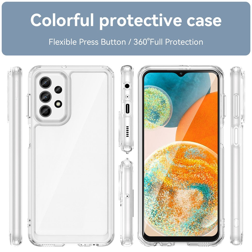 Til Samsung Galaxy A23 4G / A23 5G (Global Version) cover Ridsefast Gennemsigtigt Telefoncover (Stort baglinsehul)