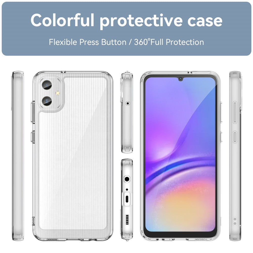 For Samsung Galaxy A05 4G Clear Phone Case Electroplating Buttons Phone Cover (Big Rear Lens Hole)
