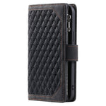 Til Samsung Galaxy A05s 4G Etui PU Læder Telefoncover Diamant Tekstur Lynlås Pung med Rem