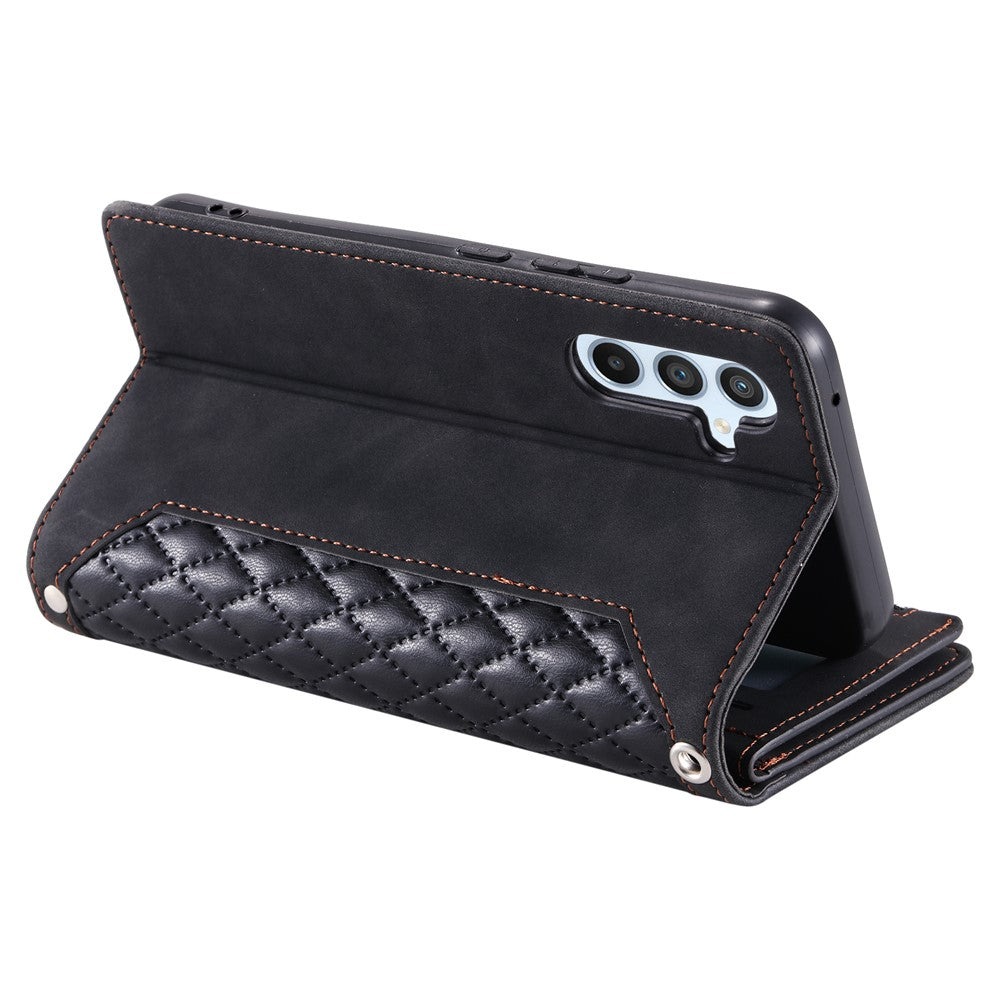 Til Samsung Galaxy A05s 4G Etui PU Læder Telefoncover Diamant Tekstur Lynlås Pung med Rem
