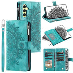 For Samsung Galaxy A15 4G Case Imprinted Flower Wallet PU Leather Stand Shell Phone Cover with Strap
