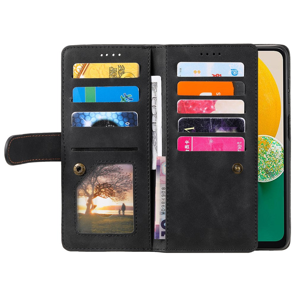 Til Samsung Galaxy A15 4G etui Telefoncover lynlåslomme PU læder skalpung med 9 kortpladser