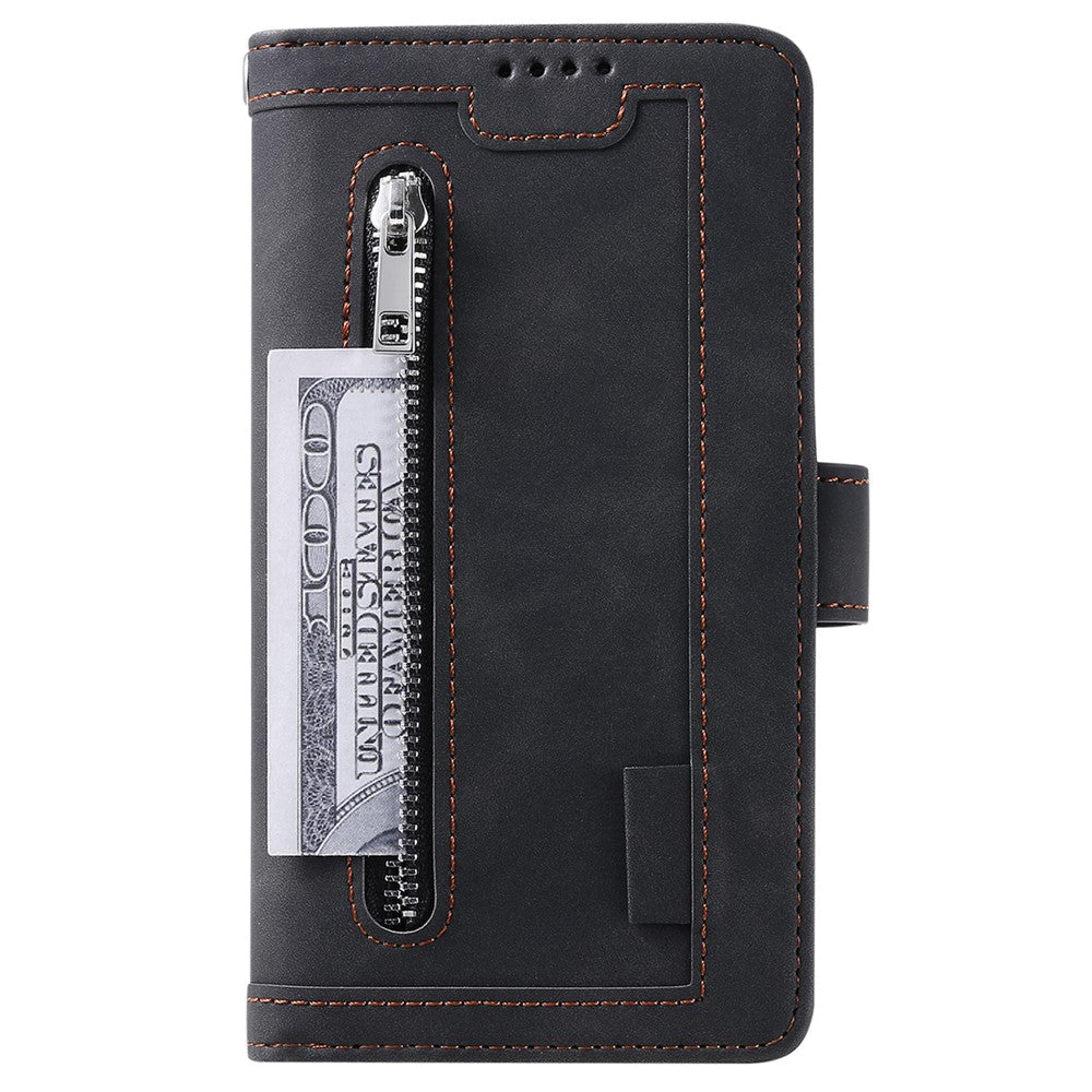 Til Samsung Galaxy A15 4G etui Telefoncover lynlåslomme PU læder skalpung med 9 kortpladser