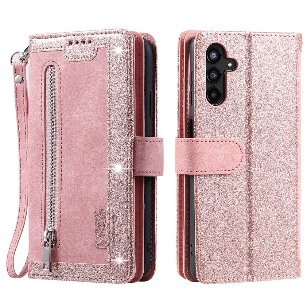 Til Samsung Galaxy A15 4G etui Telefoncover lynlåslomme PU læder skalpung med 9 kortpladser