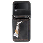 Til Samsung Galaxy Z Flip4 5G coverkortholder PU-læder støtteben telefoncover med håndrem