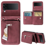 Til Samsung Galaxy Z Flip4 5G coverkortholder PU-læder støtteben telefoncover med håndrem