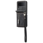 Til Samsung Galaxy Z Flip4 5G Kickstand Cover Lynlåslomme Lædercover med Håndrem og Skulderrem